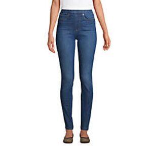 Lands End Women's Tall Elastic Waist Pull On Skinny Legging Jeans - Blue
